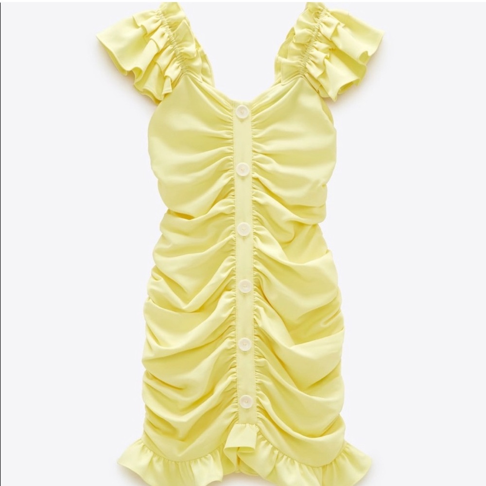 Zara draped yellow mini dress XS